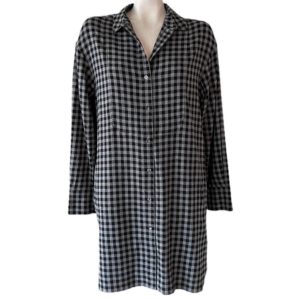 THEORY SOFT GINGHAM PANEL FRONT SHIRTDRESS DRESS SZ S $336 - Picture 4 of 5